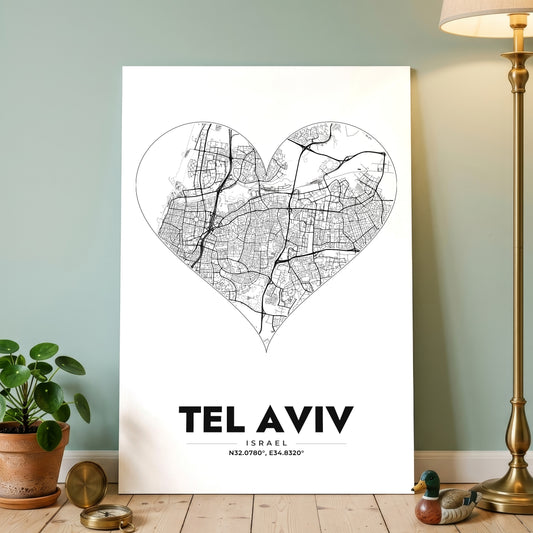 Tel Aviv Heart Map Poster