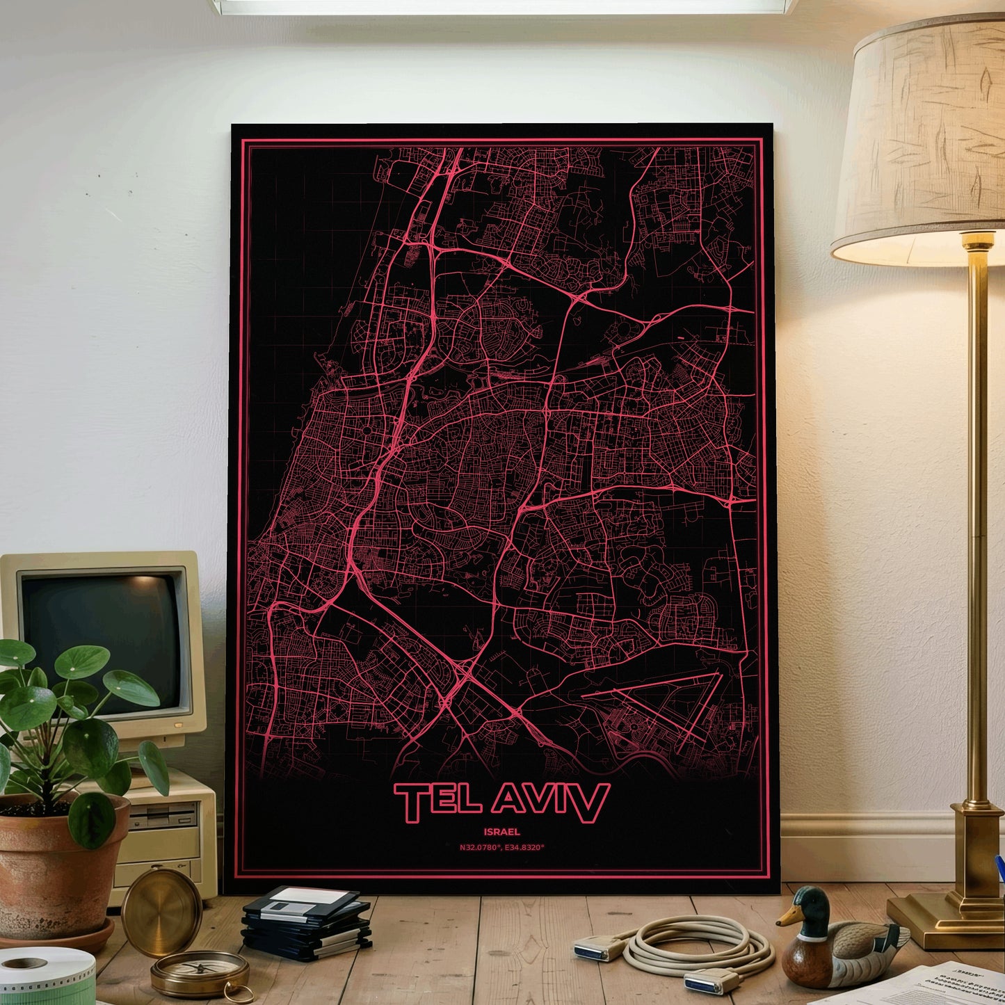 Tel Aviv Phosphor Map Poster - System Alert