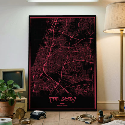 Tel Aviv Phosphor Map Poster - System Alert