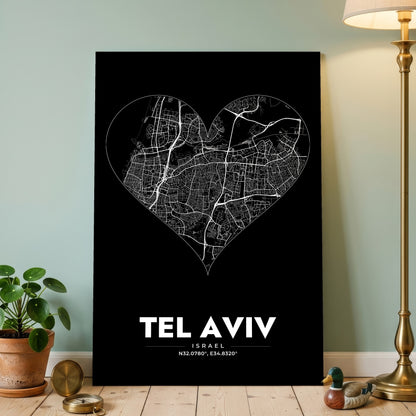 Tel Aviv Heart Map Poster