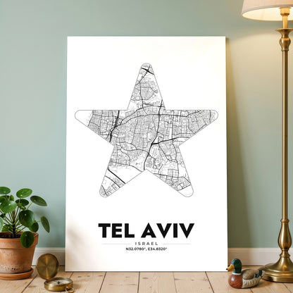 Tel Aviv Star Map Poster