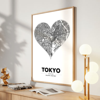 Tokyo Heart Map Poster