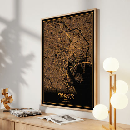 Tokyo Phosphor Map Poster - Amber CRT