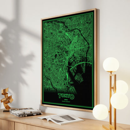 Tokyo Phosphor Map Poster - Phosphor Green