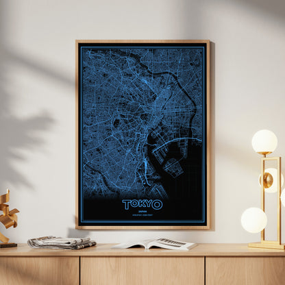 Tokyo Phosphor Map Poster - IBM Blue