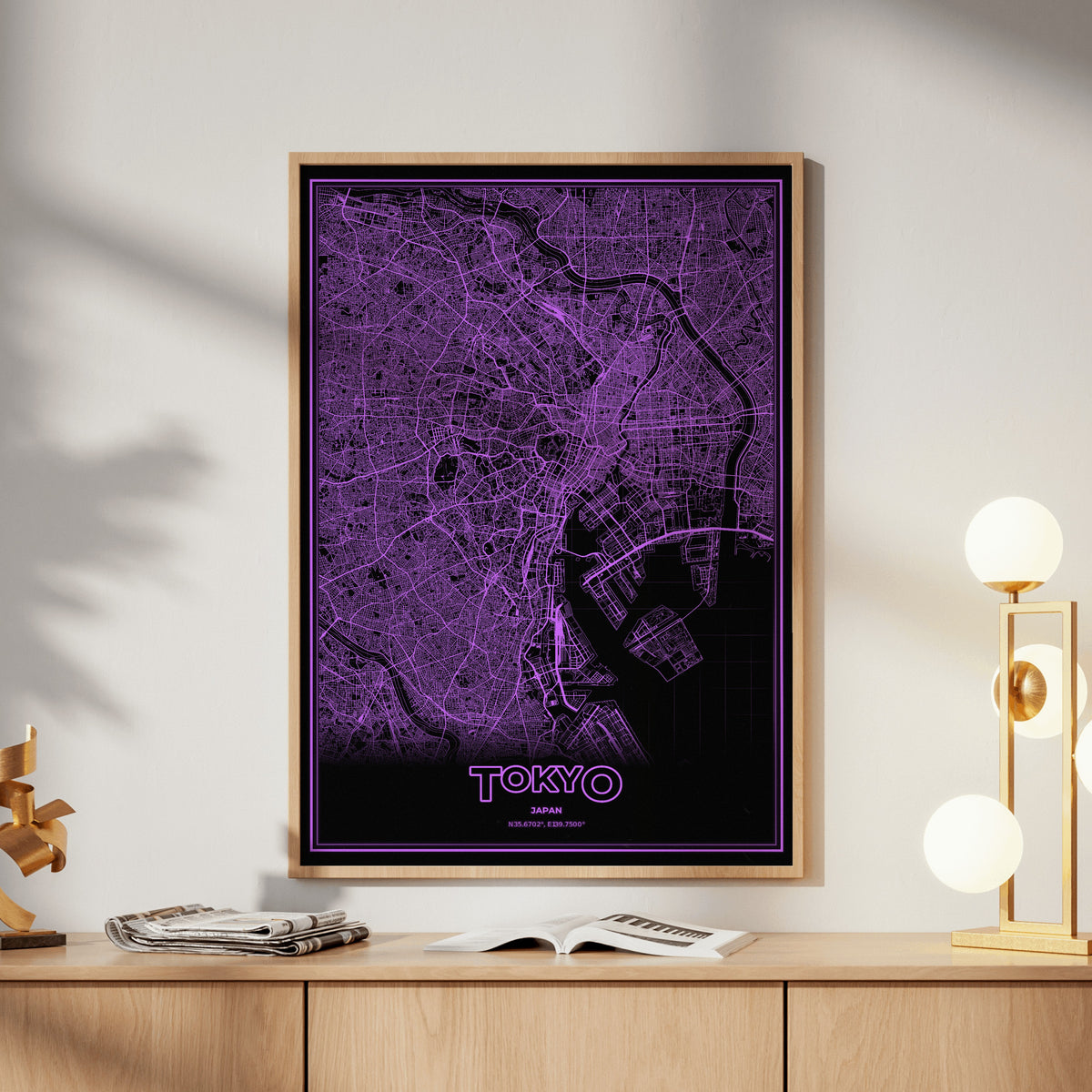 Tokyo Phosphor Map Poster - EGA Violet