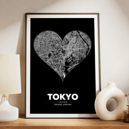 Tokyo Heart Map Poster