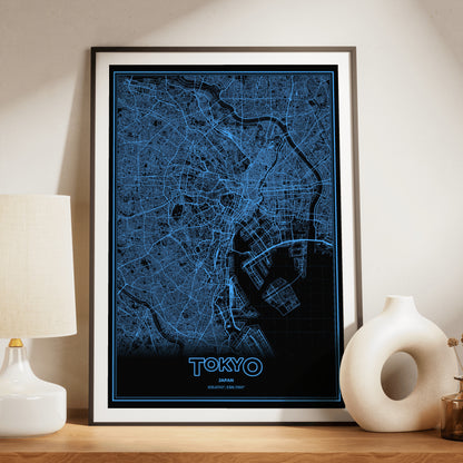 Tokyo Phosphor Map Poster - IBM Blue