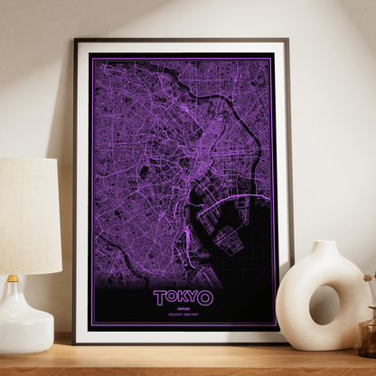 Tokyo Phosphor Map Poster - EGA Violet