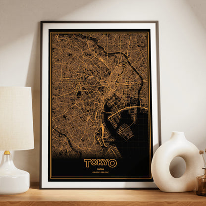 Tokyo Phosphor Map Poster - Amber CRT