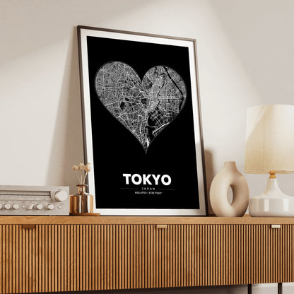 Tokyo Heart Map Poster