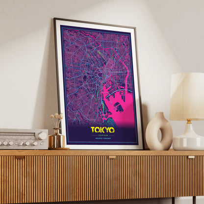 Tokyo Cyberpunk Map Poster