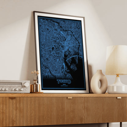 Tokyo Phosphor Map Poster - IBM Blue