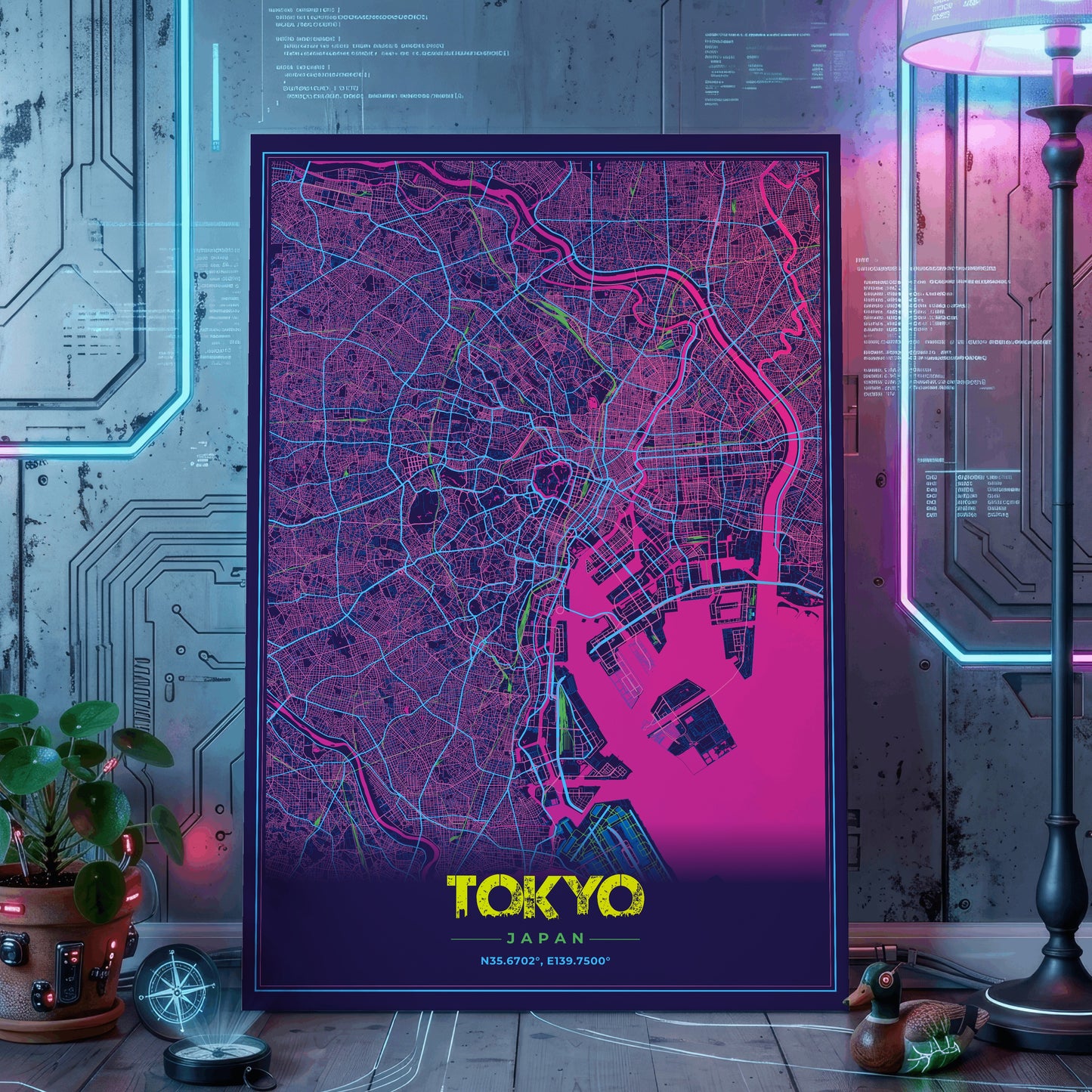 Tokyo Cyberpunk Map Poster
