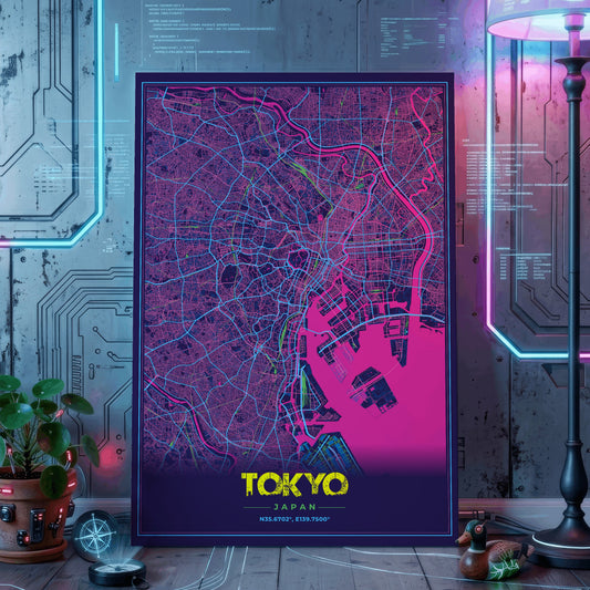 Tokyo Cyberpunk Map Poster
