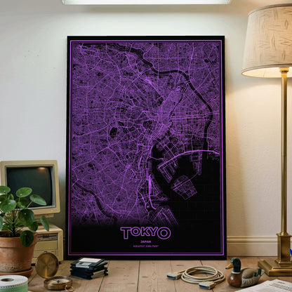 Tokyo Phosphor Map Poster - EGA Violet