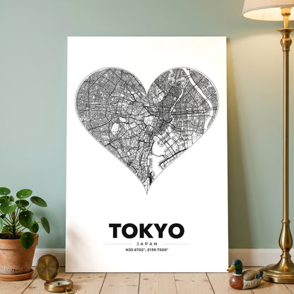 Tokyo Heart Map Poster