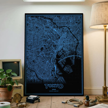Tokyo Phosphor Map Poster - IBM Blue