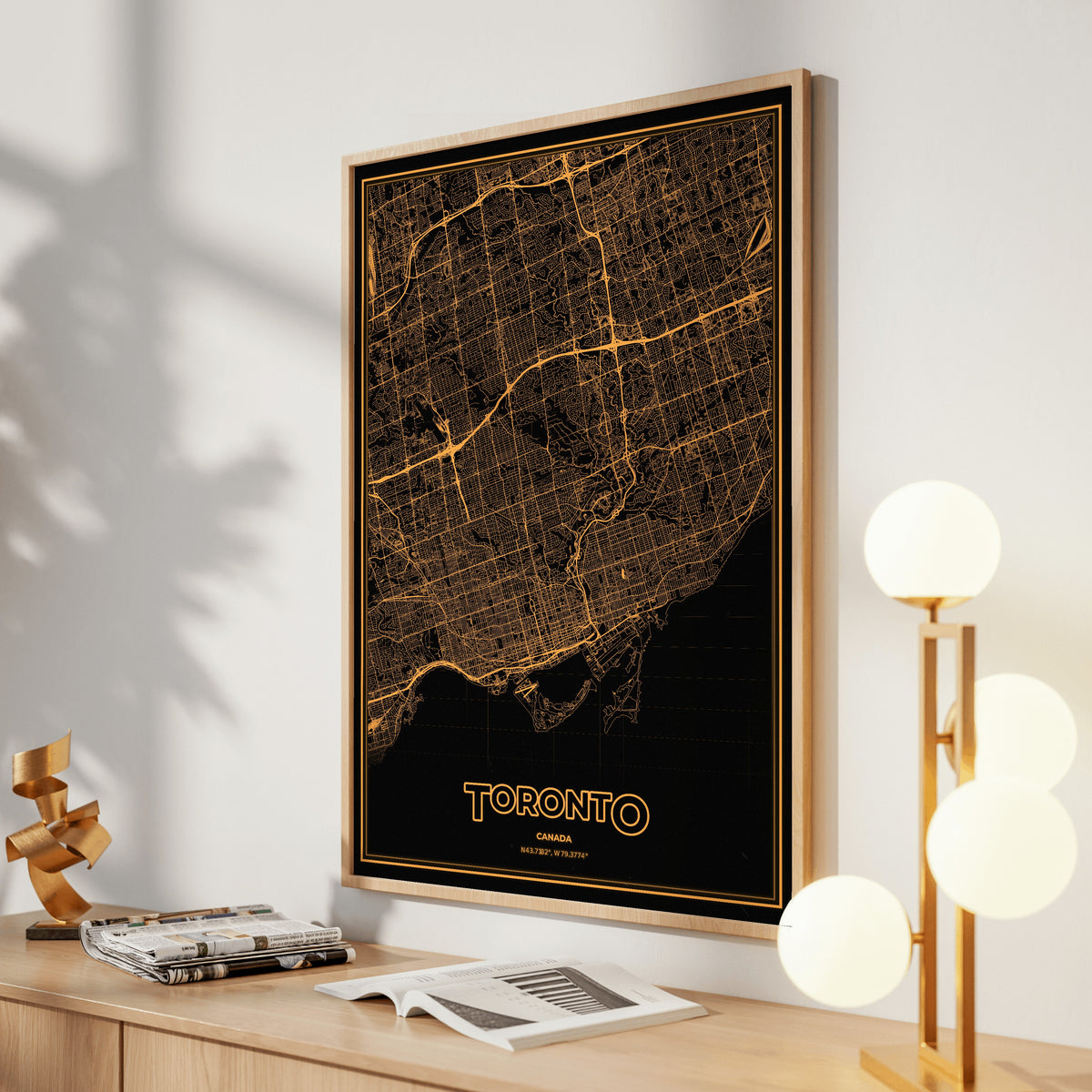 Toronto Phosphor Map Poster - Amber CRT