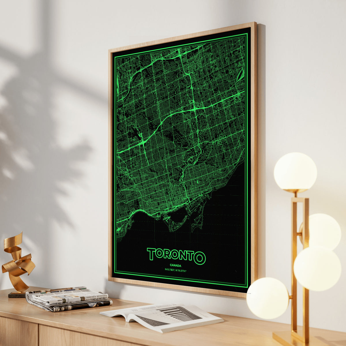 Toronto Phosphor Map Poster - Phosphor Green