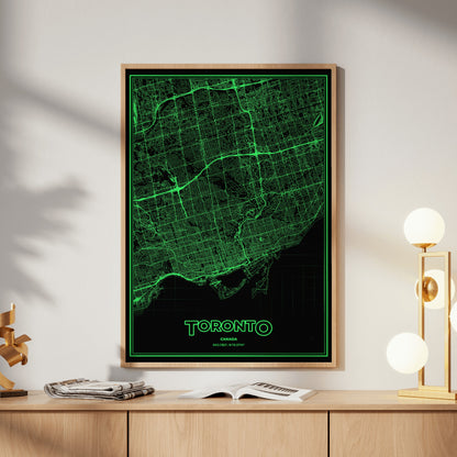 Toronto Phosphor Map Poster - Phosphor Green