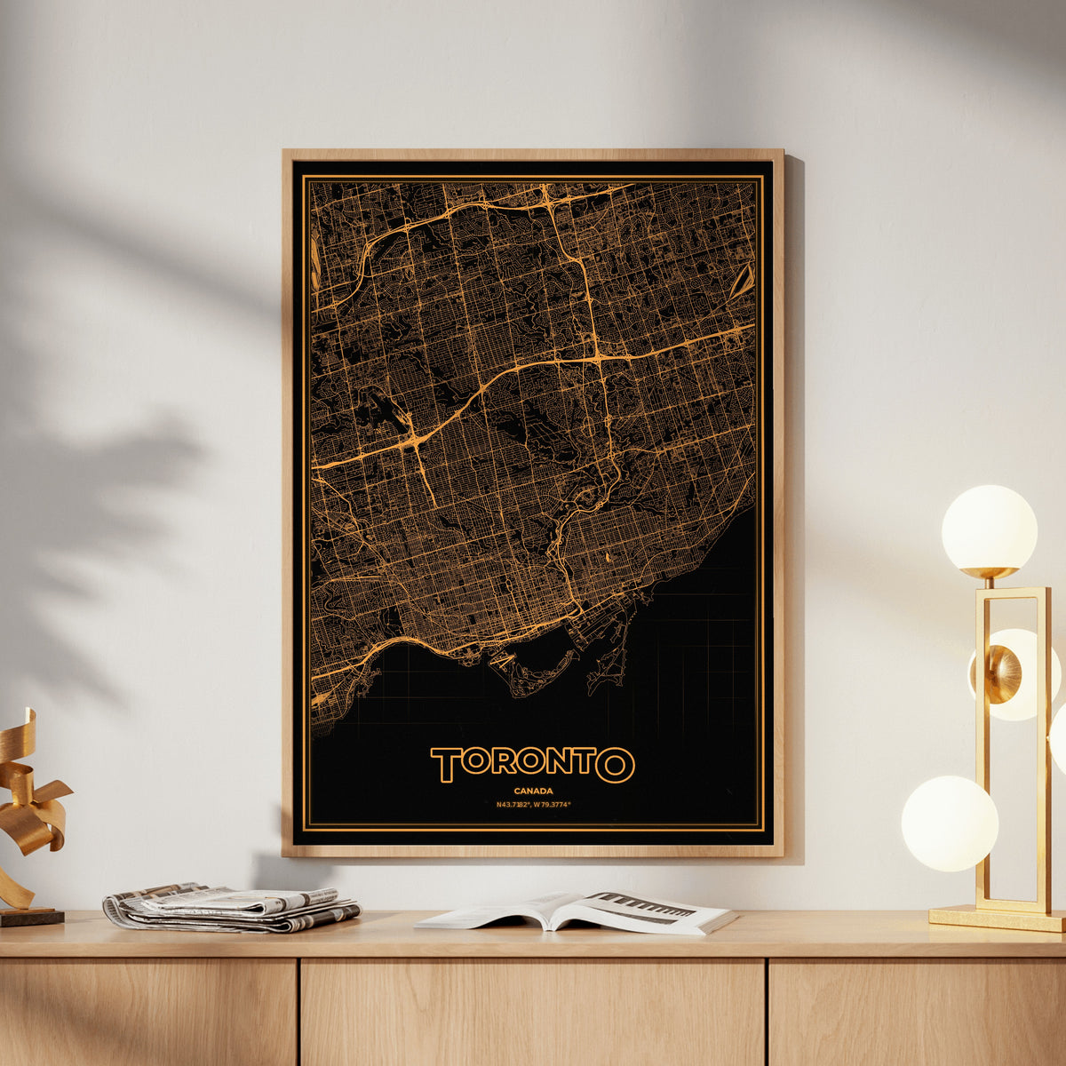 Toronto Phosphor Map Poster - Amber CRT