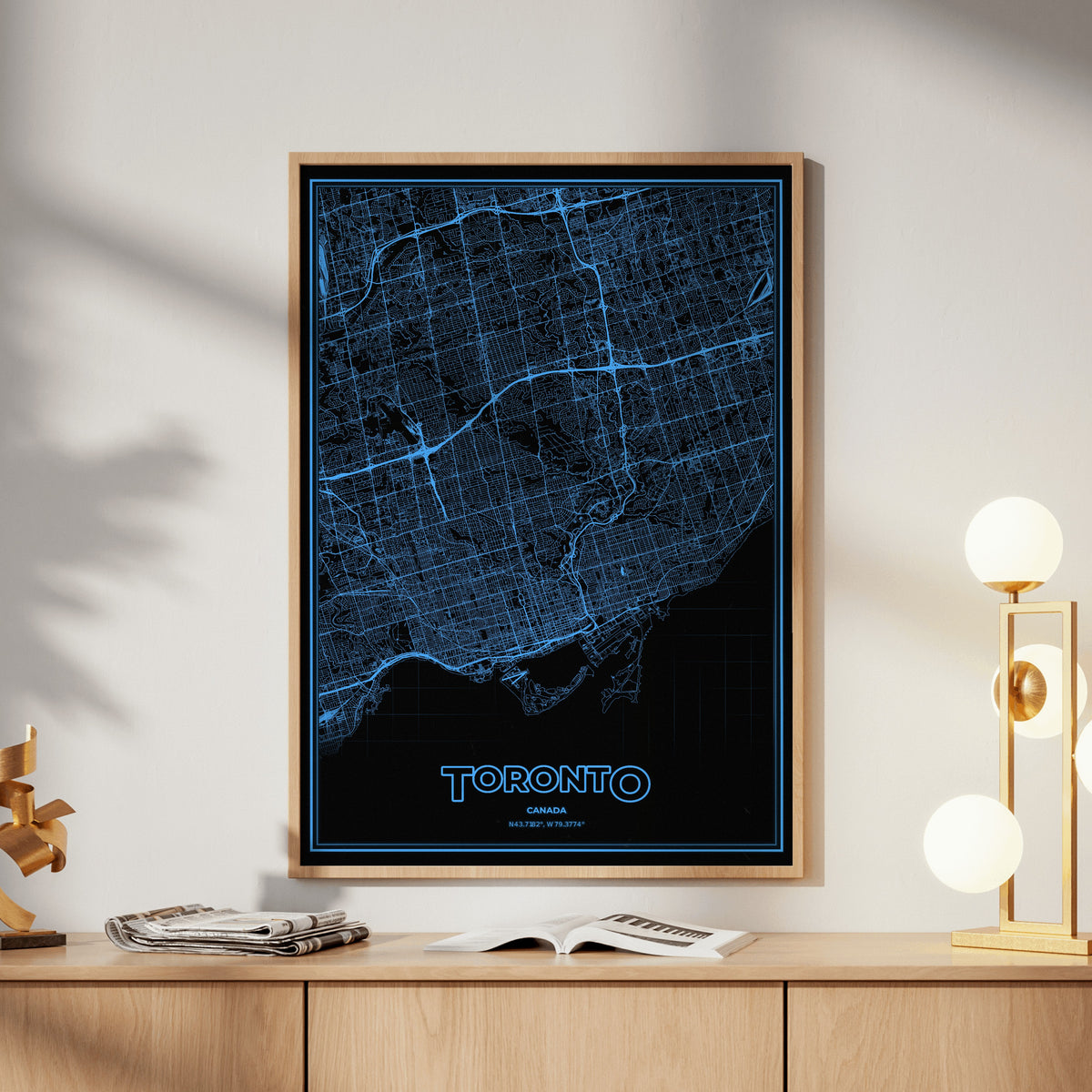 Toronto Phosphor Map Poster - IBM Blue