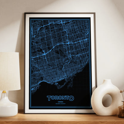 Toronto Phosphor Map Poster - IBM Blue