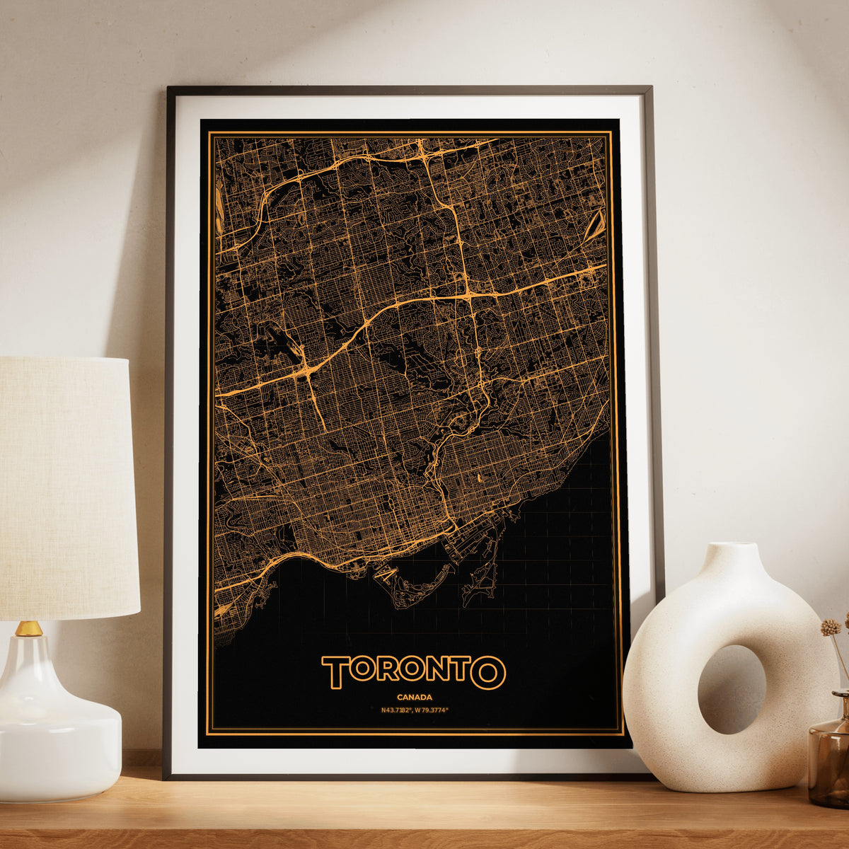 Toronto Phosphor Map Poster - Amber CRT
