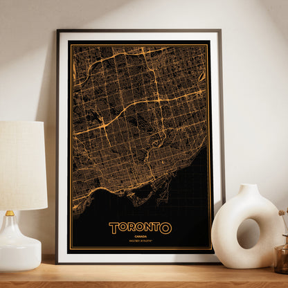 Toronto Phosphor Map Poster - Amber CRT