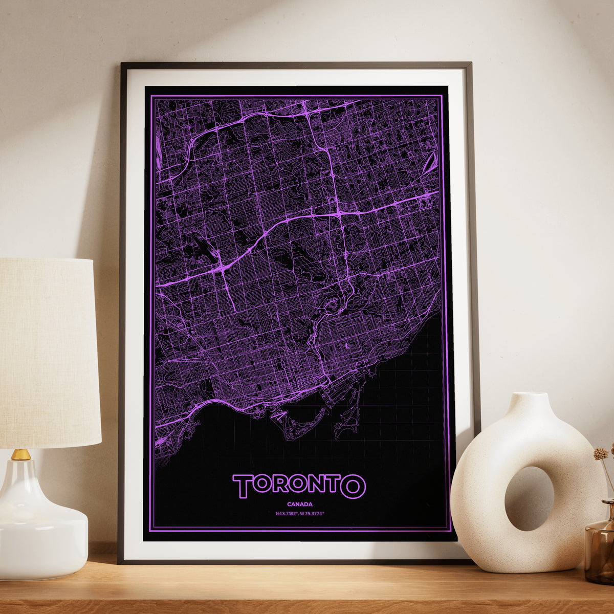 Toronto Phosphor Map Poster - EGA Violet