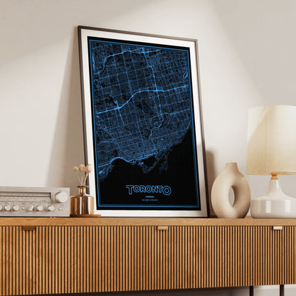 Toronto Phosphor Map Poster - IBM Blue