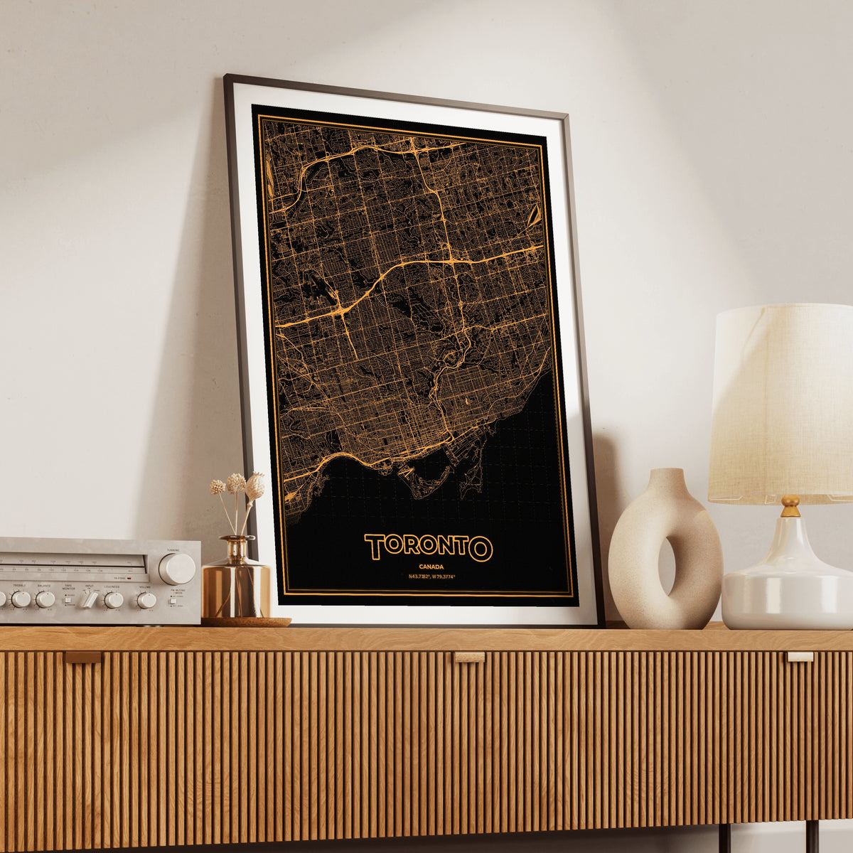 Toronto Phosphor Map Poster - Amber CRT