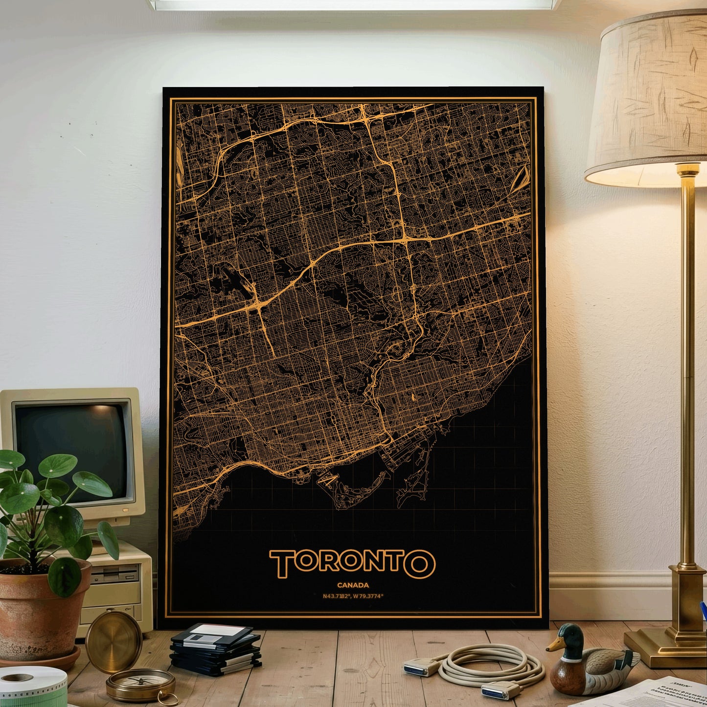 Toronto Phosphor Map Poster - Amber CRT