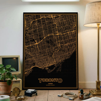 Toronto Phosphor Map Poster - Amber CRT