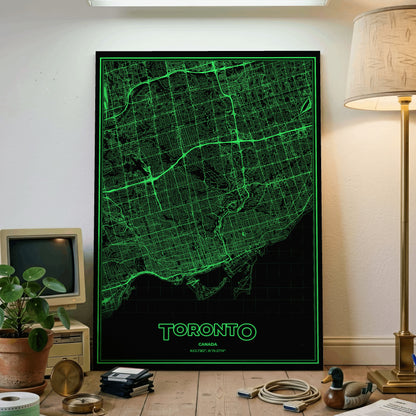 Toronto Phosphor Map Poster - Phosphor Green