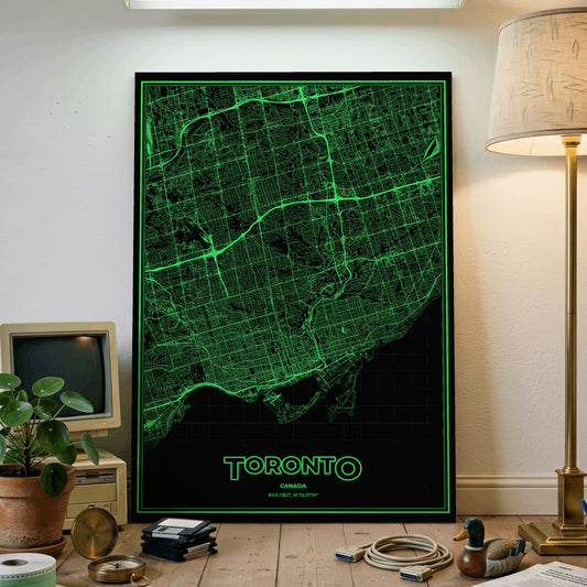 Toronto Phosphor Map Poster - Phosphor Green