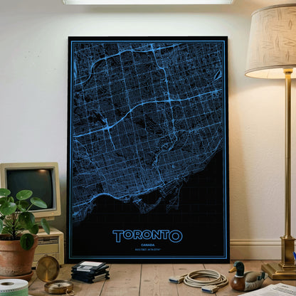 Toronto Phosphor Map Poster - IBM Blue