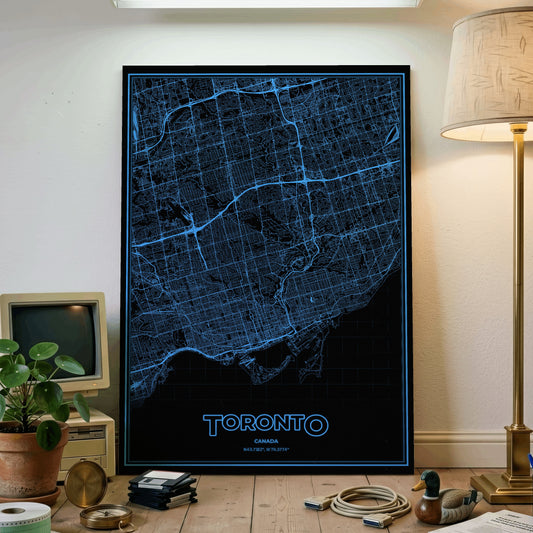 Toronto Phosphor Map Poster - IBM Blue