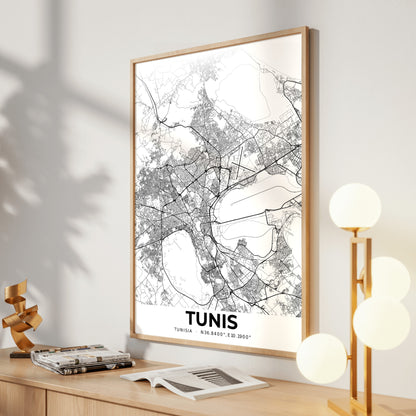 Tunis Elegant Map Poster