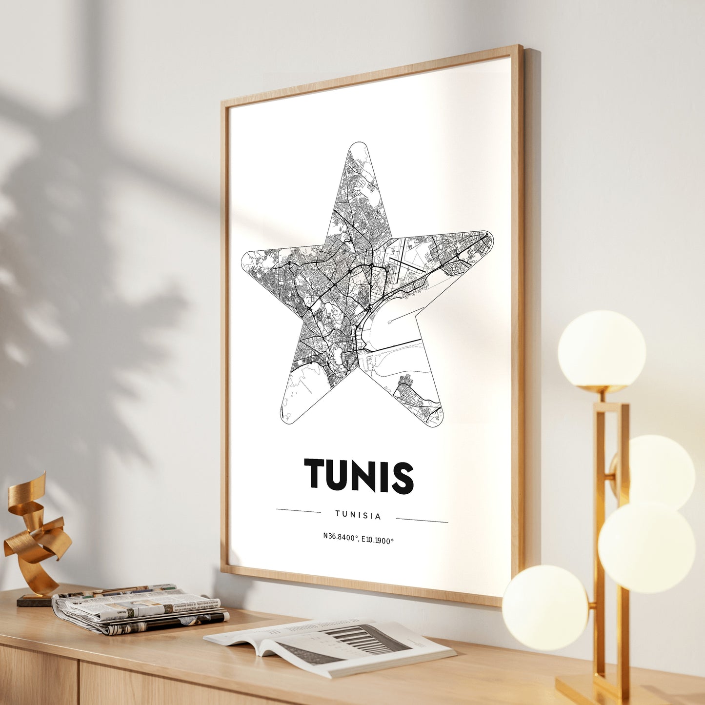 Tunis Star Map Poster