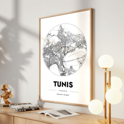 Tunis Spot Map Poster