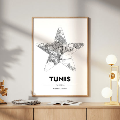 Tunis Star Map Poster