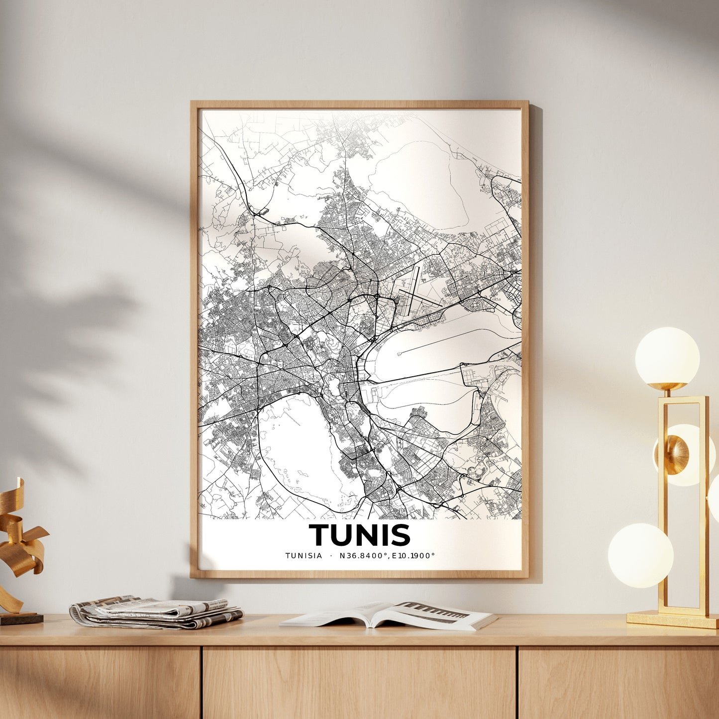 Tunis Elegant Map Poster