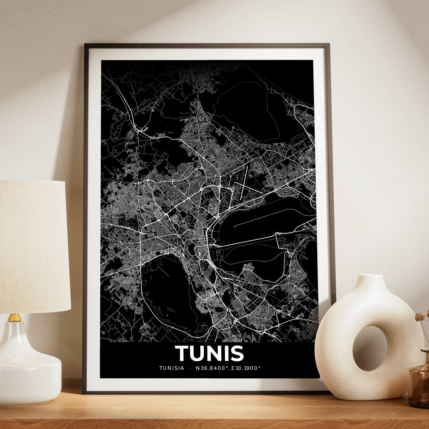 Tunis Elegant Map Poster
