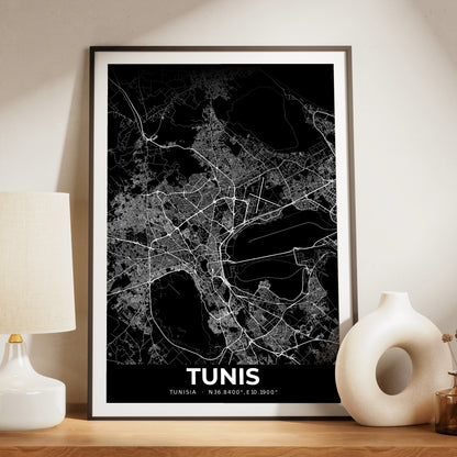 Tunis Elegant Map Poster