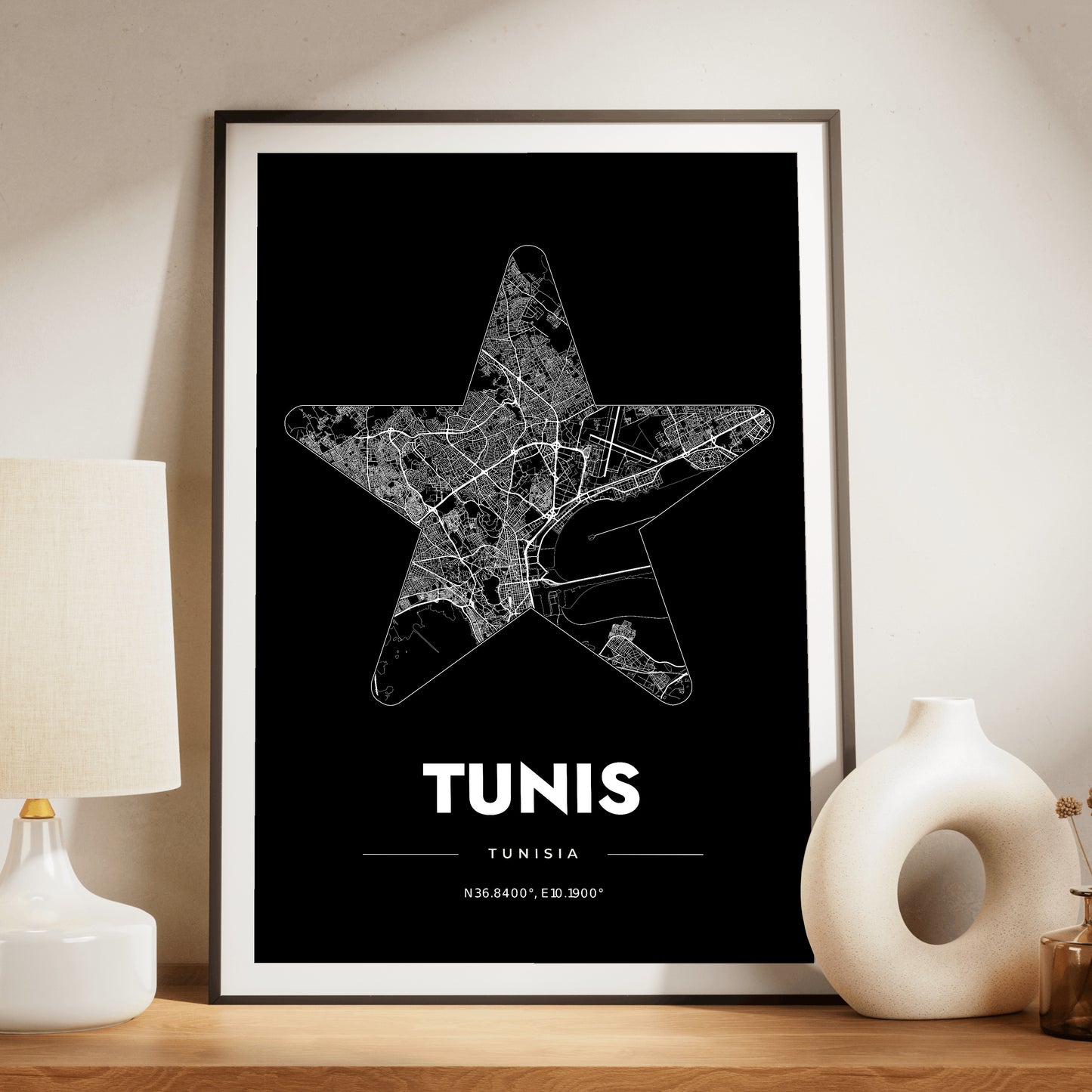 Tunis Star Map Poster