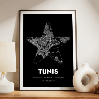 Tunis Star Map Poster