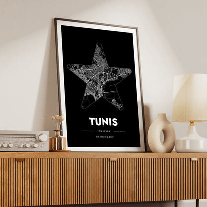 Tunis Star Map Poster