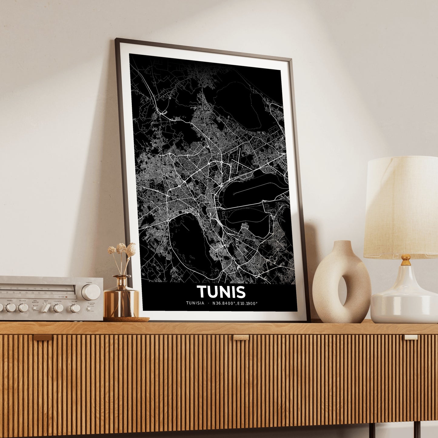 Tunis Elegant Map Poster